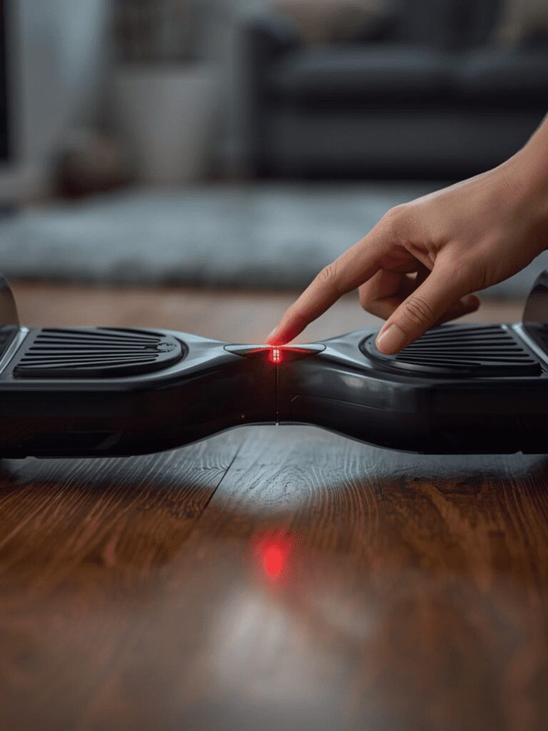 Hoverboard flashing red light and beeping due to balance sensor error, being reset by holding the power button