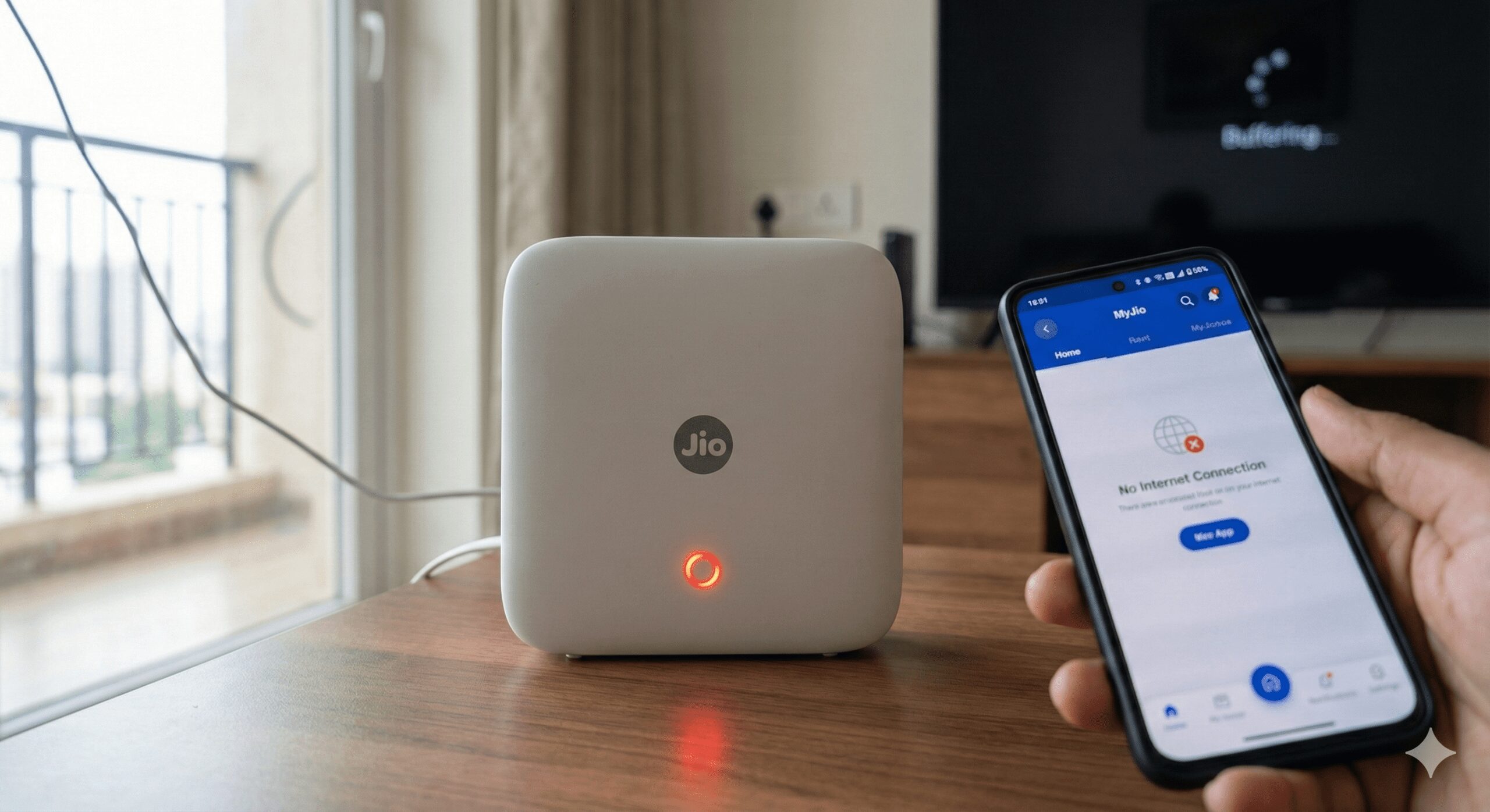 Jio AirFiber Red Light Error: No Internet Signal Indicator